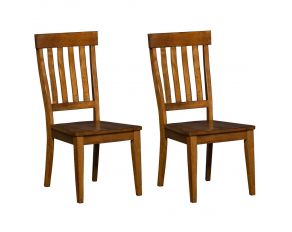 Toluca Set of 2 Slatback Side Chairs in Rustic Amber