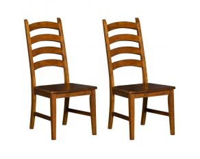 Toluca Set of 2 Ladderback Side Chairs in Rustic Amber