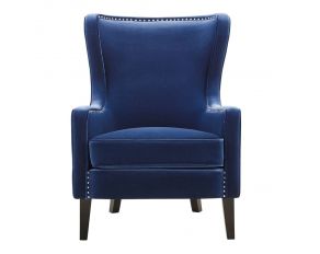 Rosco Velvet Accent Chair with Silver Nailhead in Navy