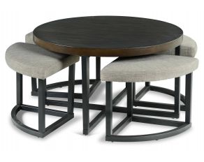 Yukon Coffee Table with Stools in Walnut and Ebony