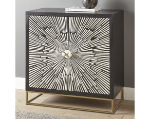 Amika 2 Door Sunburst Bone Inlay Sideboard in Black and White