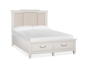 Willowbrook Queen Upholstered Panel Storage Bed in Egg Shell White