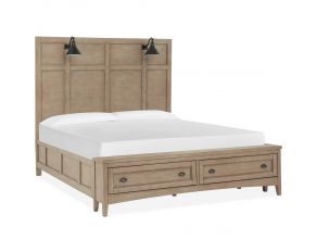 Paxton Place King Lamp Panel Storage Bed in Dovetail Grey