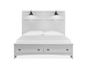 Heron Cove King Lamp Panel Storage Bed in White Chalk