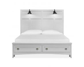 Heron Cove Queen Lamp Panel Storage Bed in White Chalk