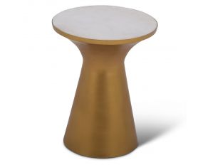 Steve Silver Jaipur Round Table with White Marble Inlay in Brass