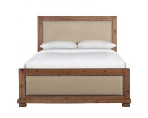 Progressive Furniture Willow Upholstered Bed in Distressed Pine, Queen