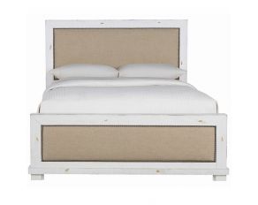 Progressive Furniture Willow Upholstered Bed in Distressed White, King