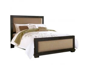 Progressive Furniture Willow Upholstered Bed in Distressed Black, King