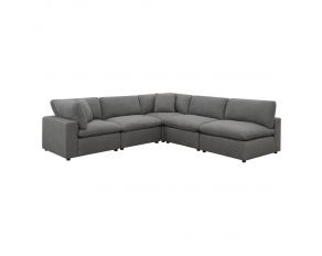 Cloud 9 Five Piece Sectional Sofa in Charcoal Finish