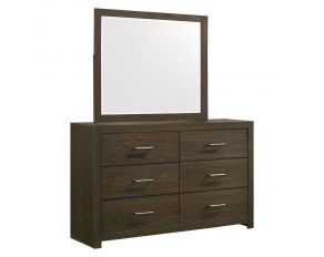 Hendricks 6 Drawer Dresser with Mirror in Walnut Finish
