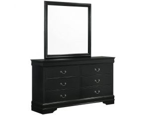 Louis Philippe 6 Drawer Dresser with Mirror in Black