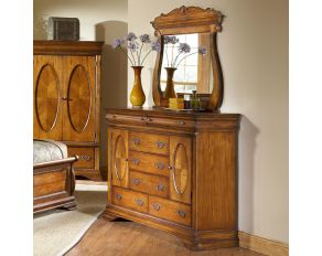 Shenandoah Seven Drawer Two Door Dresser with Mirror in Classic Oak Finish