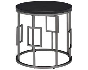 Ester Round End Table in Chrome and Black