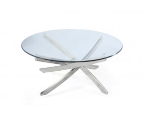 Magnussen Zila Round Cocktail Table in Brushed Nickel