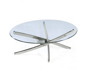 Magnussen Zila Oval Cocktail Table in Brushed Nickel