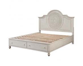 Roselyne Queen Storage Bed in Antique White Finish