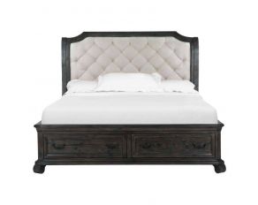 Bellamy Queen Sleigh Storage Bed in Peppercorn