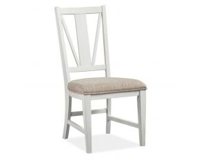 Heron Cove Dining Side Chair with Upholstered Seat in Chalk White