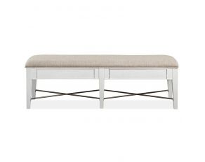 Heron Cove Bench with Upholstered Seat in Chalk White
