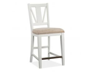 Heron Cove Counter Chair with Upholstered Seat in Chalk White