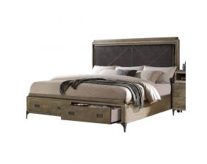 Athouman Eastern King Storage Bed in Weathered Oak