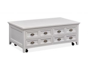 Heron Cove Lift Top Storage Cocktail Table with Casters in Chalk White