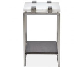 Paradox Rectangular Accent Table in Pearl White Marble Top