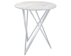 Bexter Round Bar Table in Faux White Marble
