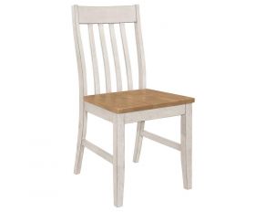 Kirby Wooden Side Chair in Natural and Rustic Off White