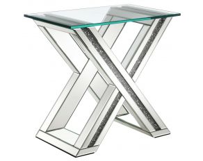 Bonnie Rectangular End Table in Mirror and Clear