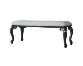 House Delphine Bench in Ivory and Charcoal Finish