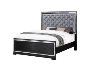 Eleanor California King Upholstered Tufted Bed in Black and Silver