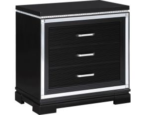 Eleanor 3 Drawer Nightstand in Black and Silver