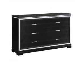 Eleanor 6 Drawer Dresser in Black and Silver