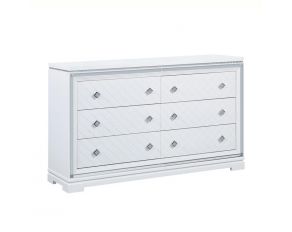 Eleanor 6-Drawer Rectangular Dresser in White and Silver