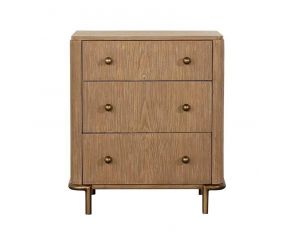 Arini 3 Drawer Nightstand in Sand Wash and Aged Brass