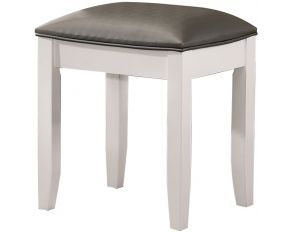 Barzini Upholstered Vanity Stool in Metallic and White