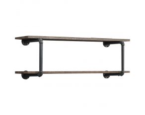 Brantley Wall Shelf in Antique Oak and Sandy Gray Finish