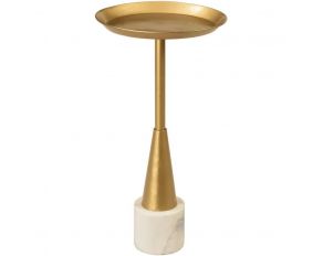 G936094 Round Accent Table in Gold and White