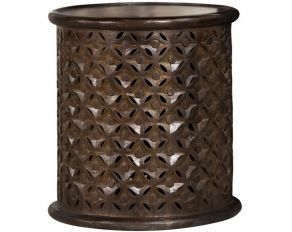 Krish 18 Inch Round Accent Table in Dark Brown