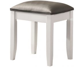 Felicity Upholstered Vanity Stool in Metallic and Glossy White