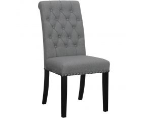 Alana Upholstered Tufted Side Chair with Nailhead Trim in Grey