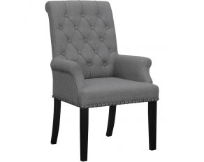 Alana Upholstered Tufted Arm Chair with Nailhead Trim in Grey