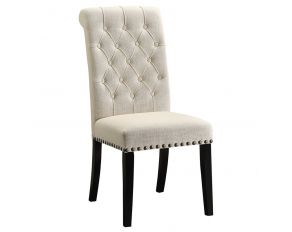 Tufted Back Upholstered Side Chairs in Beige