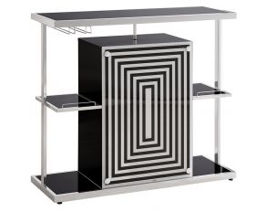 2-Tier Bar Unit in Glossy Black And White