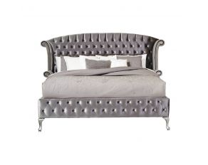 Deanna Queen Tufted Upholstered Bed in Grey