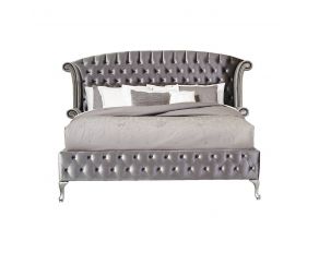 Deanna King Tufted Upholstered Bed in Grey