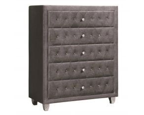 Deanna 5 Drawer Rectangular Chest in Grey