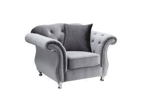 Frostine Button Tufted Chair in Silver